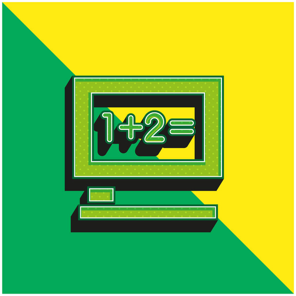 Lavagna Logo icona vettoriale 3d moderna verde e gialla - Vettoriali, immagini