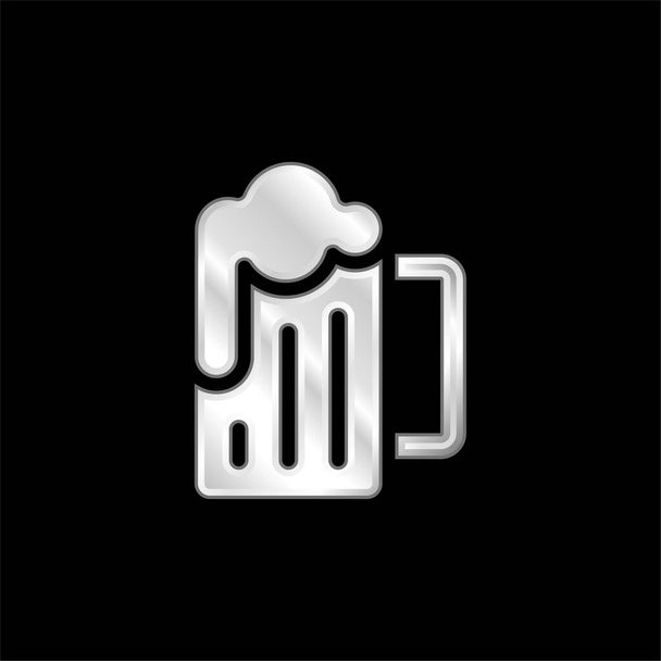 Cerveza plateado icono metálico - Vector, imagen