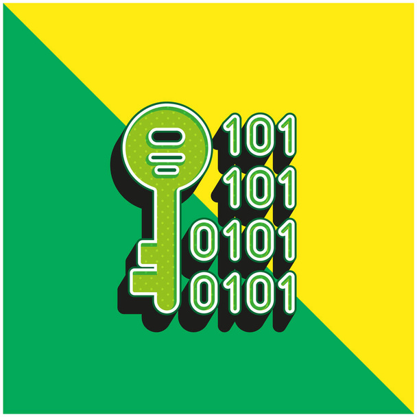 Bináris zöld és sárga modern 3D vektor ikon logó - Vektor, kép