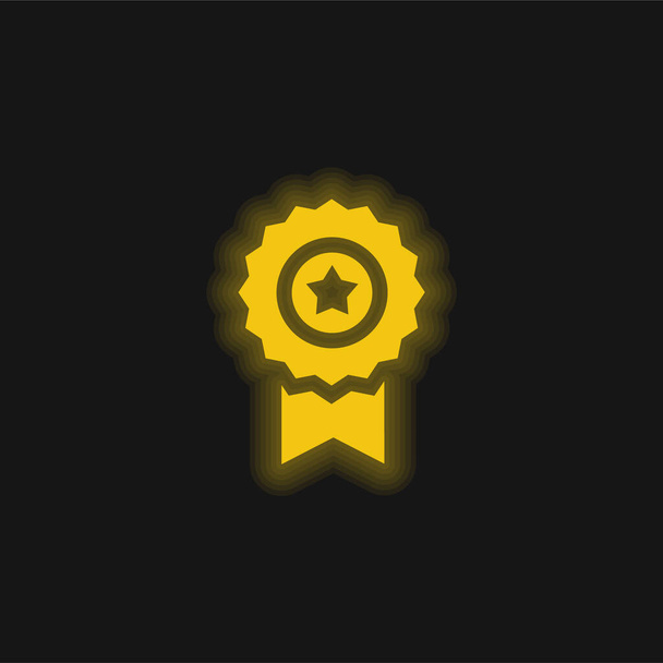Premio amarillo brillante icono de neón - Vector, imagen