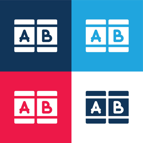 A blue and red four color minimal icon set - Vector, Image