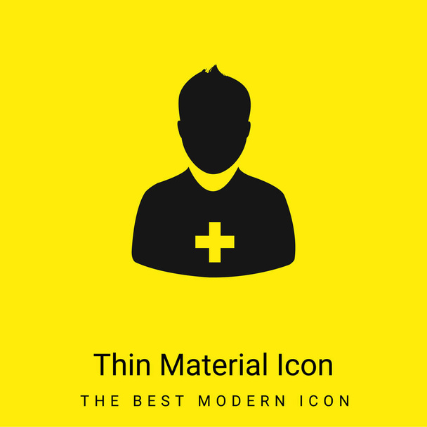 Añadir usuario mínimo icono de material amarillo brillante - Vector, imagen