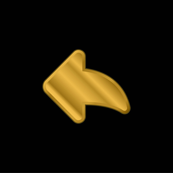 Voltar Arrow banhado a ouro ícone metálico ou vetor logotipo - Vetor, Imagem
