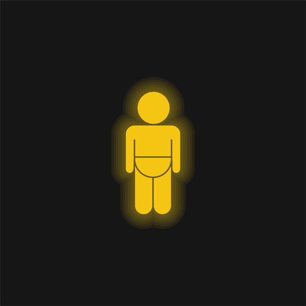 Baby trägt Windel Silhouette gelb leuchtende Neon-Symbol - Vektor, Bild