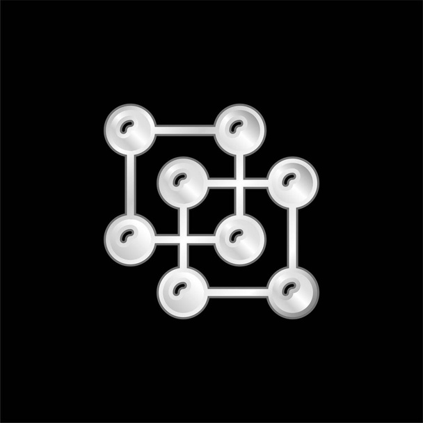 Атомы серебристой металлической иконы - Вектор,изображение
