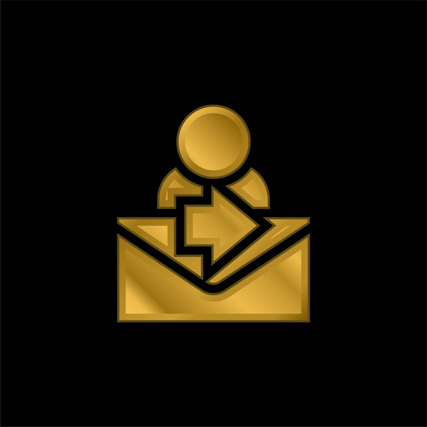 Address gold plated metalic icon or logo vector - Vector, Image
