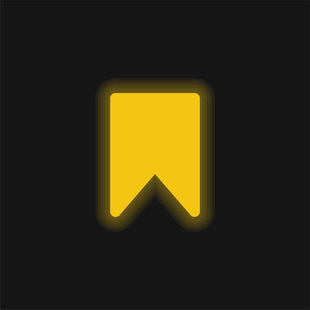 Bookmark Interface preenchida Sinal amarelo brilhante ícone de néon - Vetor, Imagem