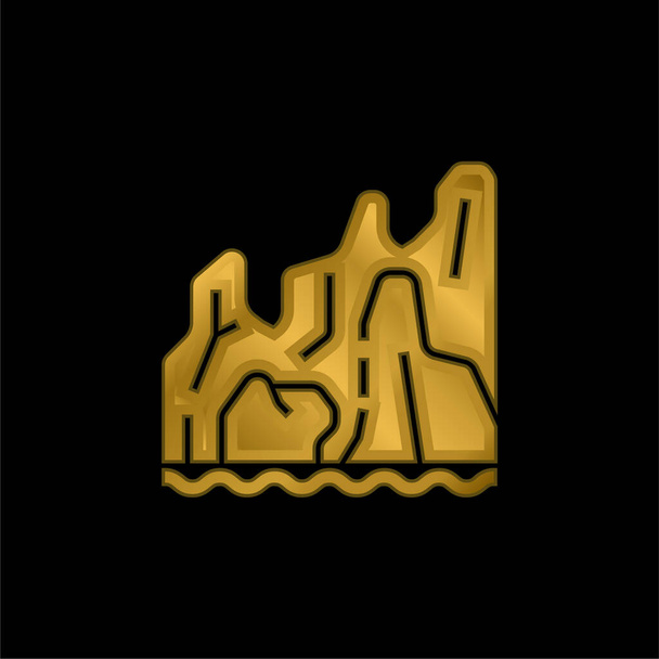Strand vergoldet metallisches Symbol oder Logo-Vektor - Vektor, Bild