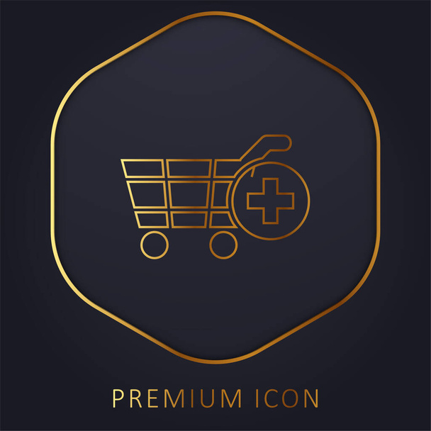 Add Shopping Cart E Commerce Interface Symbol golden line premium logo or icon - Vector, Image