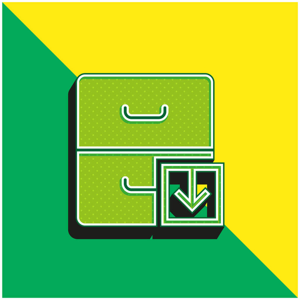 Arquivo Verde e amarelo moderno logotipo vetor 3d ícone - Vetor, Imagem
