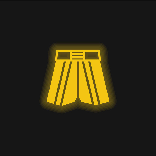 Boxing Shorts yellow glowing neon icon - Vector, Image