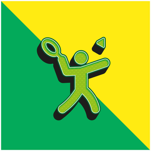 Sulkapallo Vihreä ja keltainen moderni 3d vektori kuvake logo - Vektori, kuva