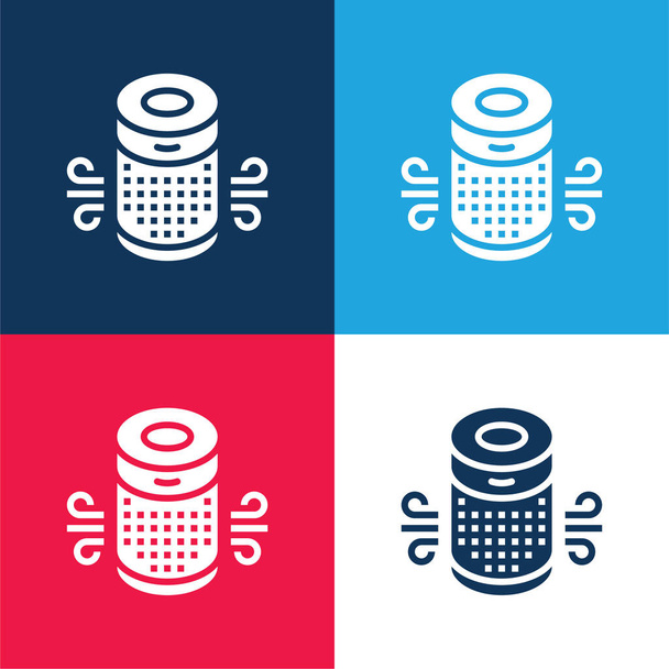 Air Purifier blu e rosso set di icone minime a quattro colori - Vettoriali, immagini