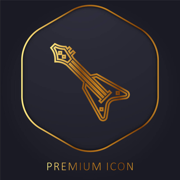 Bajo Guitarra línea dorada logotipo premium o icono - Vector, Imagen