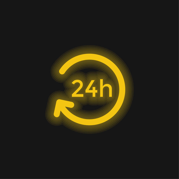 24 Stunden gelb leuchtendes Neon-Symbol - Vektor, Bild