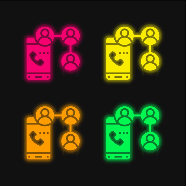 Audio négy szín izzó neon vektor ikon - Vektor, kép