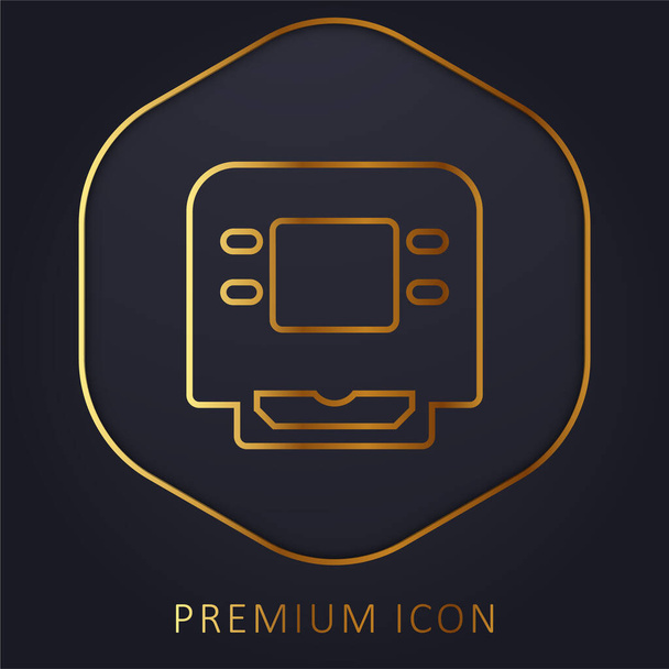 ATM MAchine línea dorada logotipo premium o icono - Vector, Imagen