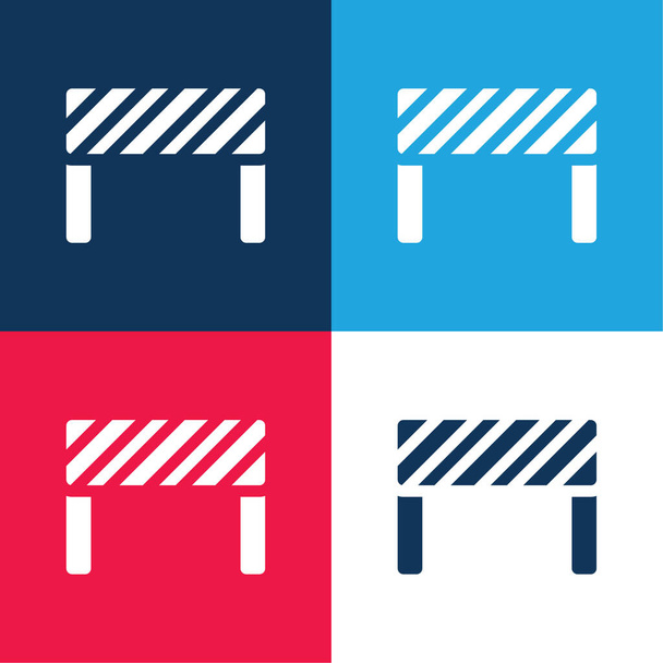 Барьер синий и красный четыре цвета минимальный набор значков - Вектор,изображение