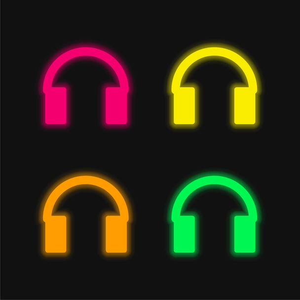 Audio Tool For Head four color glowing neon vector icon - Vector, Image