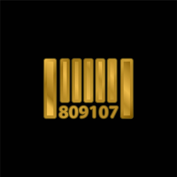 Bar Code gold plated metalic icon or logo vector - Vector, Image