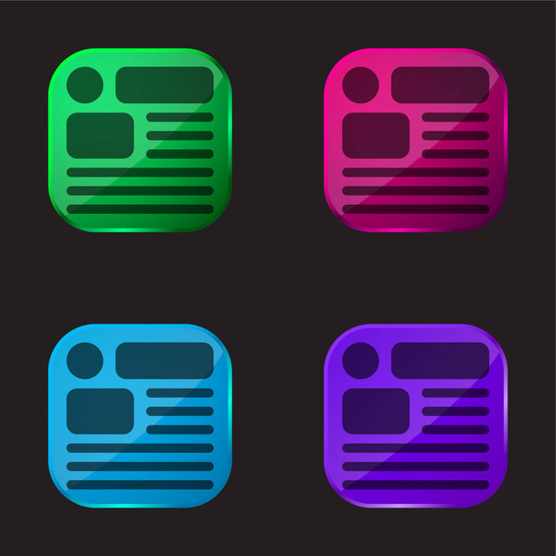 Článek čtyři ikona barevného skla - Vektor, obrázek