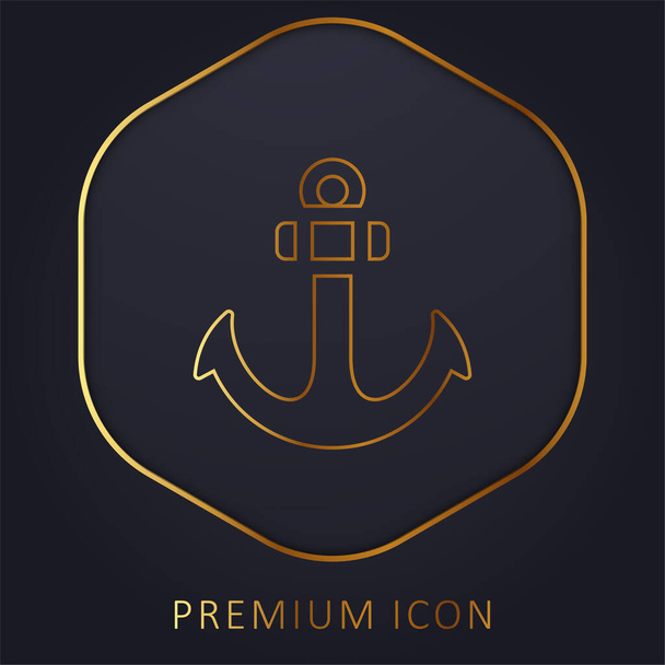 Ancla de línea dorada logotipo premium o icono - Vector, Imagen