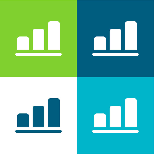 Gráfico de barras Conjunto de ícones mínimos de quatro cores - Vetor, Imagem