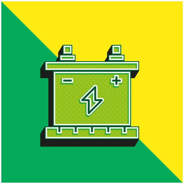 Batterie Grünes und gelbes modernes 3D-Vektor-Symbol-Logo - Vektor, Bild