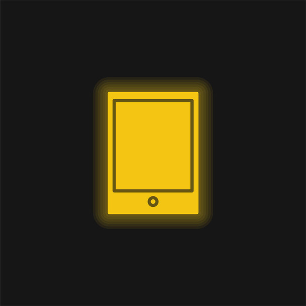 Ícone de néon brilhante amarelo Big Ipad - Vetor, Imagem