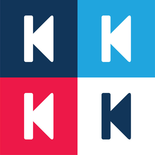 Conjunto de iconos mínimo de cuatro colores azul y rojo - Vector, Imagen