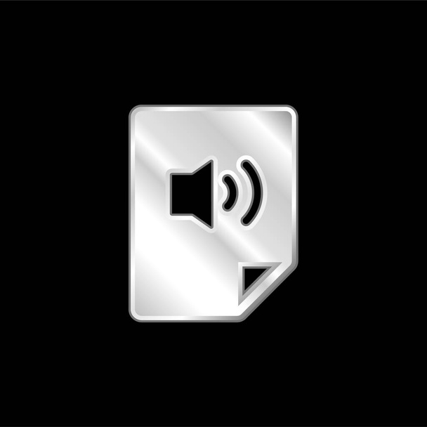 Аудиофайл с серебристым металлическим значком - Вектор,изображение