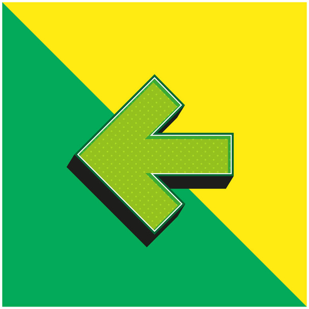 Strzałka wskazuje na lewo Zielony i żółty nowoczesny ikona wektora 3D logo - Wektor, obraz