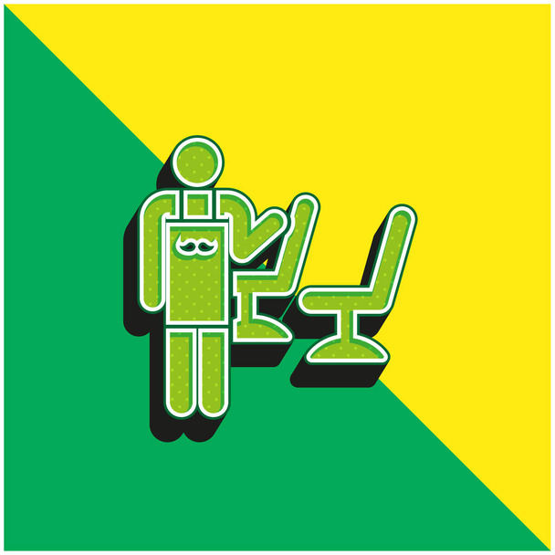 Barber Vihreä ja keltainen moderni 3d vektori kuvake logo - Vektori, kuva