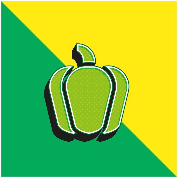 Bell Pepper Vihreä ja keltainen moderni 3d vektori kuvake logo - Vektori, kuva