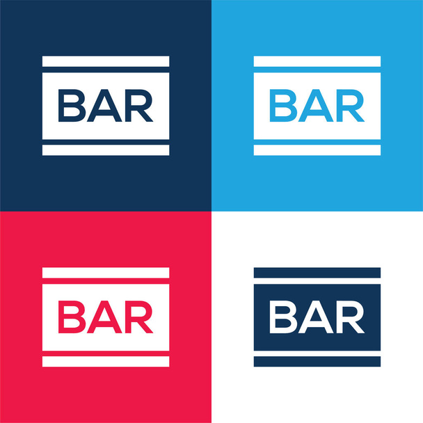 Bar blau und rot vier Farben minimalen Symbolsatz - Vektor, Bild