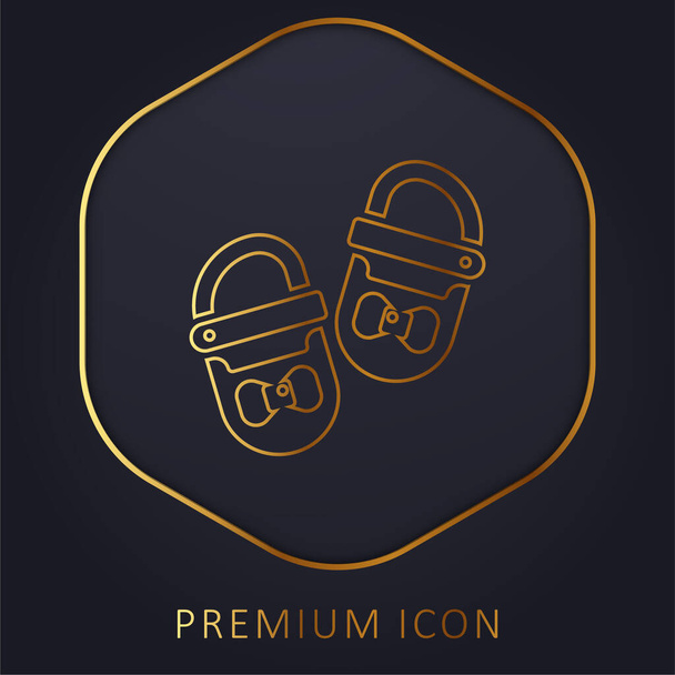 Baby Shoes golden line premium logo or icon - Vector, Image