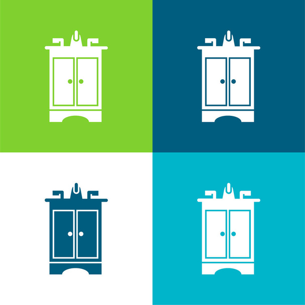 Muebles de baño Piso de cuatro colores mínimo icono conjunto - Vector, imagen