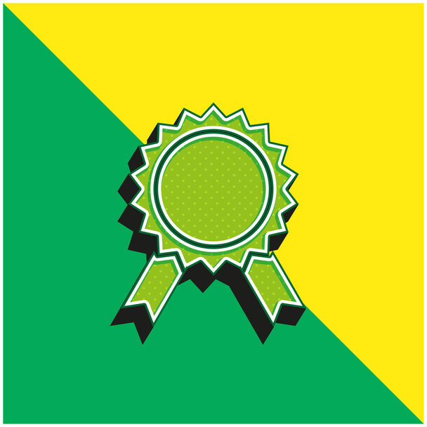 Награда Зеленый и желтый современный 3D логотип векторной иконки - Вектор,изображение