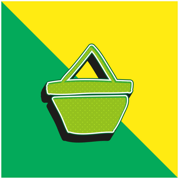 Korb Grünes und gelbes modernes 3D-Vektor-Symbol-Logo - Vektor, Bild