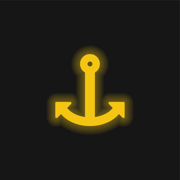 Anchor Interface Symbol yellow glowing neon icon - Vector, Image