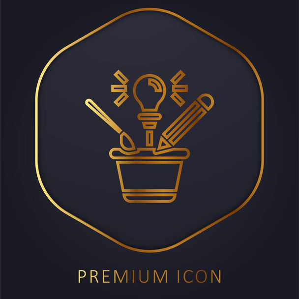Brainstorm golden line premium logo or icon - Vector, Image
