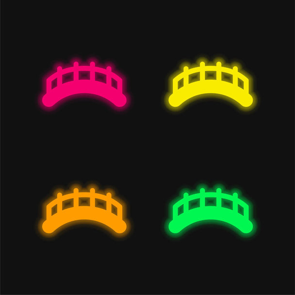 Ponti quattro colori luminosi icona vettoriale al neon - Vettoriali, immagini