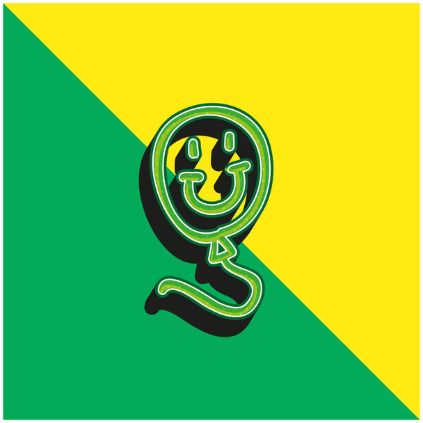 Ballon Glimlachend Speelgoed Groen en geel modern 3D vector pictogram logo - Vector, afbeelding