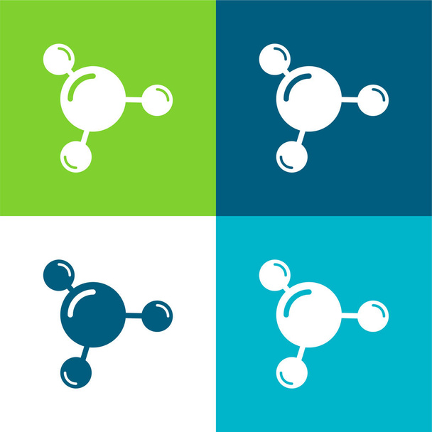 3 Molecules Επίπεδη τεσσάρων χρωμάτων ελάχιστη σύνολο εικονιδίων - Διάνυσμα, εικόνα