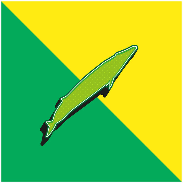 Blue Whale Shape Vihreä ja keltainen moderni 3d vektori kuvake logo - Vektori, kuva