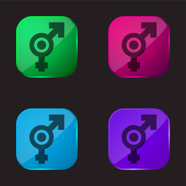 Çift cinsiyetli dört renkli cam düğme simgesi - Vektör, Görsel