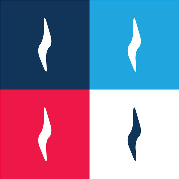 Paprsek Elektřina modrá a červená čtyři barvy minimální ikona nastavena - Vektor, obrázek
