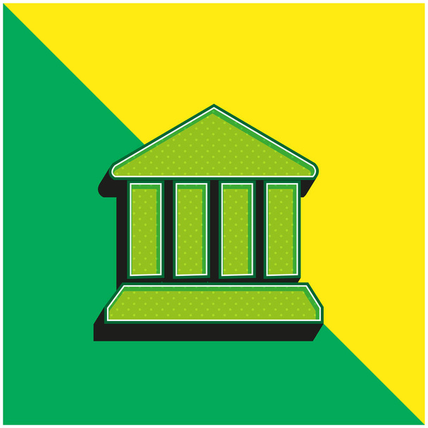 Banco Símbolo verde y amarillo moderno vector 3d icono logo - Vector, Imagen
