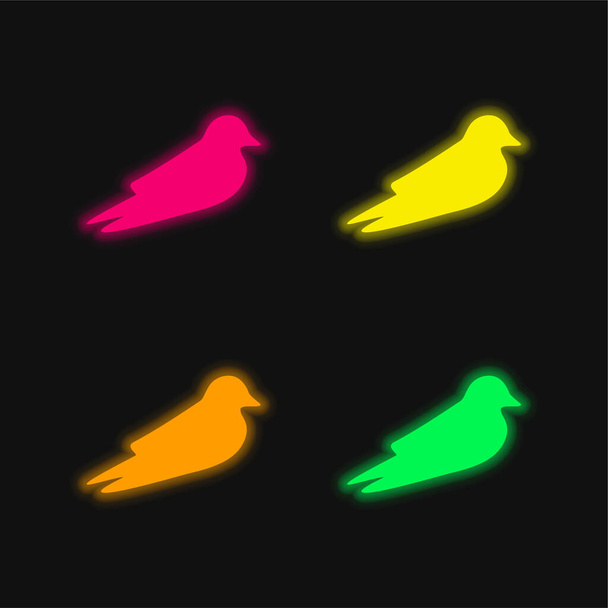 Амбар Ласточка 4 цвета светящийся неоновый вектор значок - Вектор,изображение