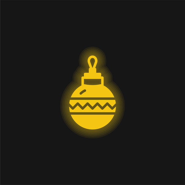 Bauble sárga izzó neon ikon - Vektor, kép